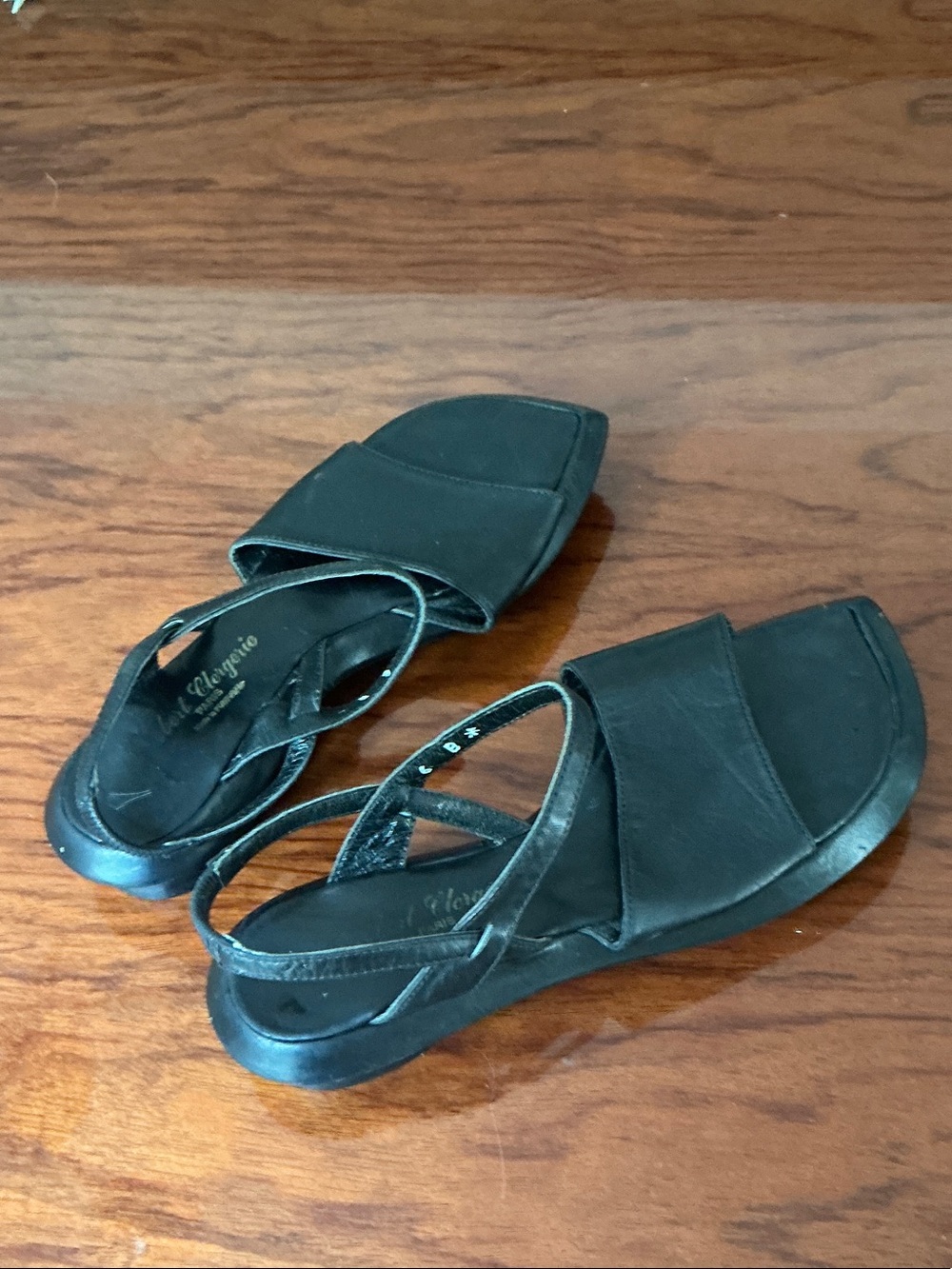 Robert Clergerie Black Slingback Square-Toe Sandals